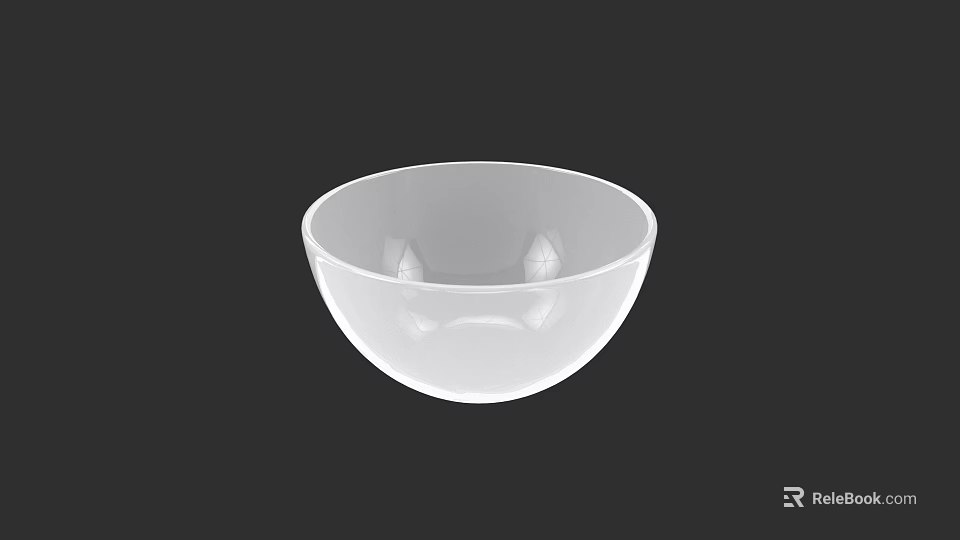 Transparent White Glass Kitchenware Bowl With Sleek Simple Design For Home Use 3d model 