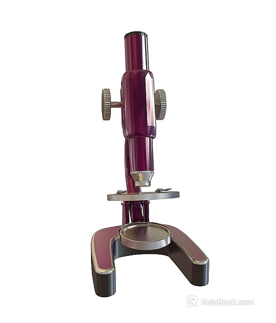 Purple Laboratory Microscope With Adjustable Knobs And Metal Stage For Scientific Use 3d model 