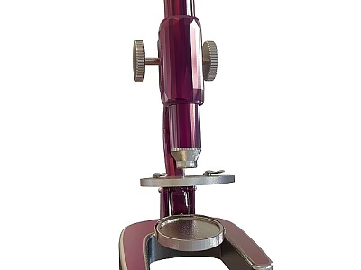 Purple Laboratory Microscope With Adjustable Knobs And Metal Stage For Scientific Use 3d model