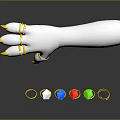 Stylish Gold Rings And Nail Decorations On White Arm Model With Colorful Gemstones