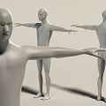 Human Mannequins Showing Front Side And Back Views With Extended Arms