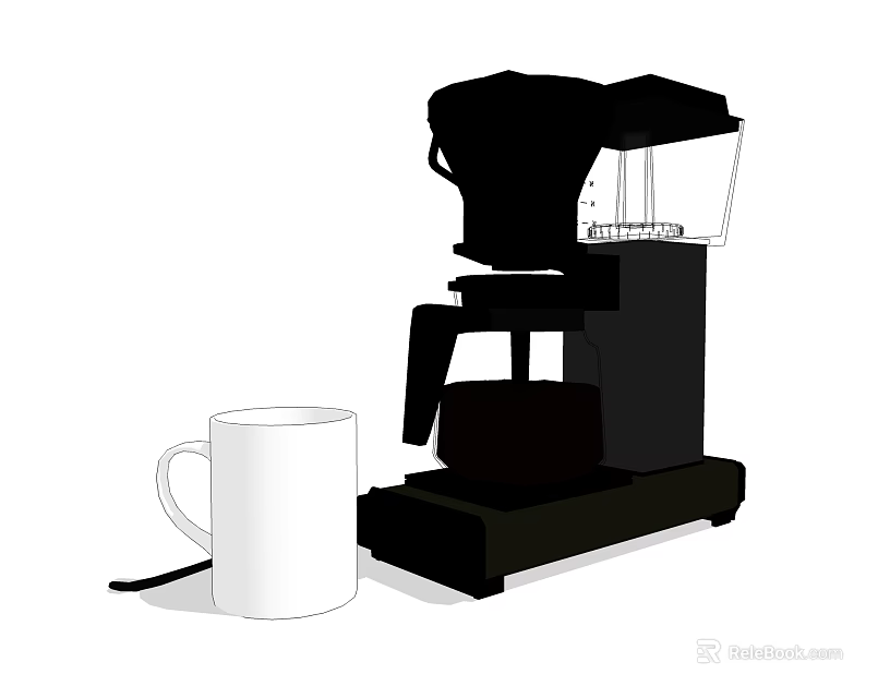 Stylish Modern Coffee Maker Kitchen Appliance With White Ceramic Mug 3d model