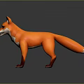 Orange Fox 3D Game Movie Character Standing With White Underbelly Shiny Surface Gray Background