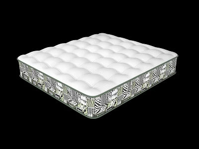 White Quilted Mattress With Decorative Patterned Edges And Comfortable Design 3d model