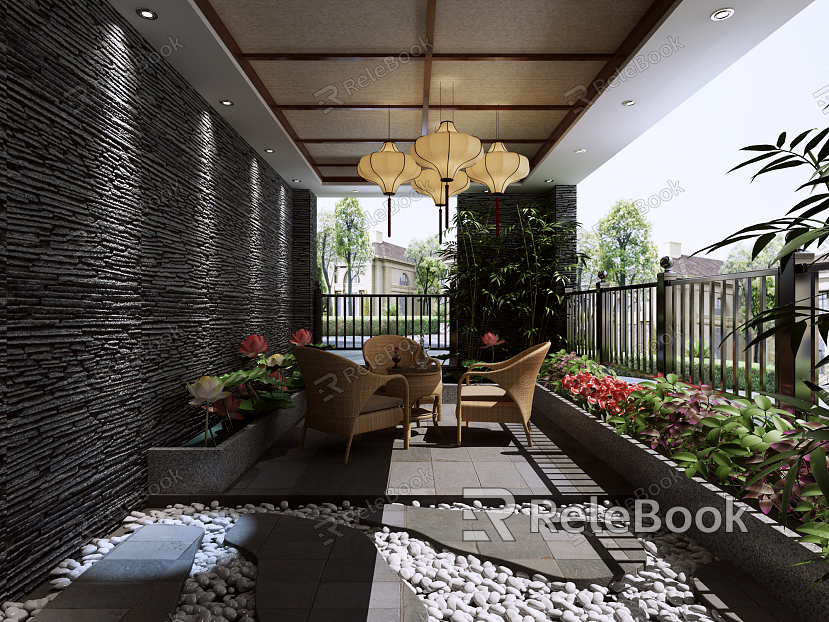 New Chinese Style Balcony Sun Room model