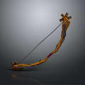 Ornate Golden Bow With Intricate Decorative Components And Black Bowstring