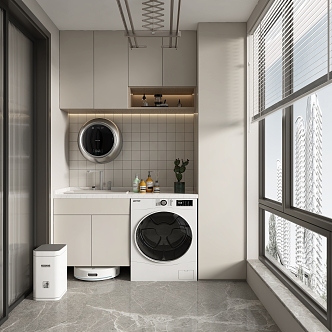 modern home balcony washing machine cabinet 3d model