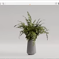 Minimalist Gray Vase With Fresh Green Ferns For Home Interior Decor
