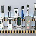Modern Public Electric Vehicle Charging Facilities Featuring Various Charger Models And Designs