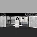 Modern Clothing Store Interior With Clothes Racks Hats Shoes Checkout Counter Lighting And Brand Logo