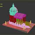 Classical Building Model With Dome Columns Steps And Decorative Statues 3d model