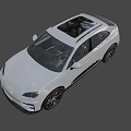 White Porsche SUV With Black Roof UK License Plate Modern Exterior And Black Wheels