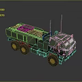 Military Green Armored Tank With Missile Launcher Antennas And Multiple Wheels