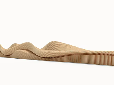 Wooden Outdoor Chair With Modern Wavy Design For Garden And Patio Use 3d model