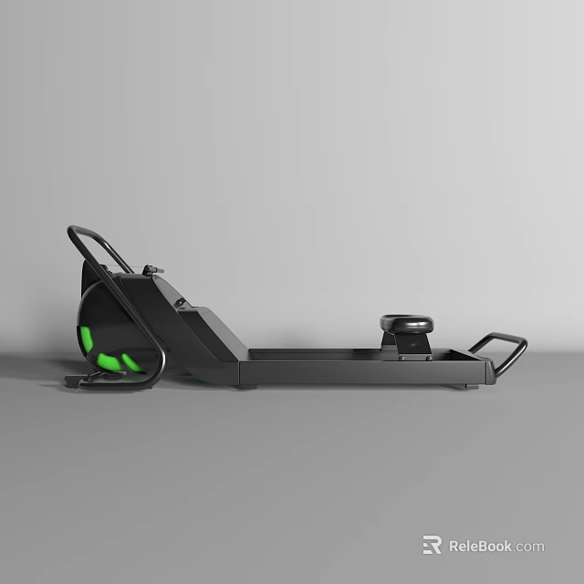 Black Frame Rowing Machine With Green Accents For Home Gym Fitness Workout Equipment 3d model 