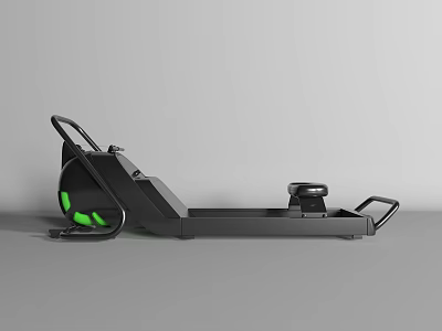 Black Frame Rowing Machine With Green Accents For Home Gym Fitness Workout Equipment 3d model