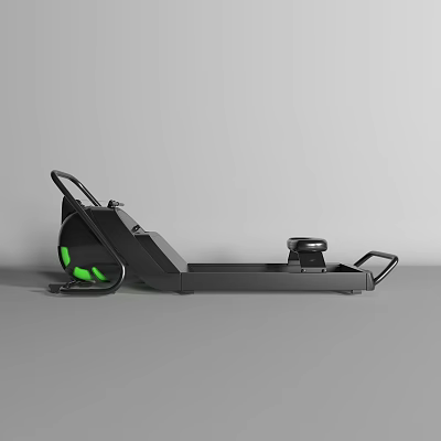Black Frame Rowing Machine With Green Accents For Home Gym Fitness Workout Equipment 3d model
