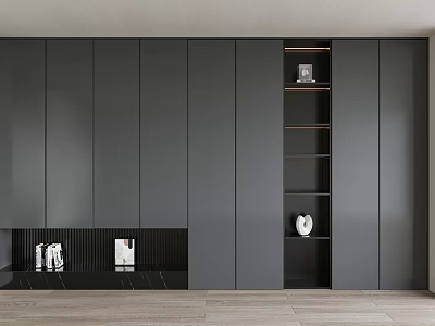 Modern Black Shoe Cabinet with Closed Cabinets and Open Shelves for Contemporary Home Entryway 3d model