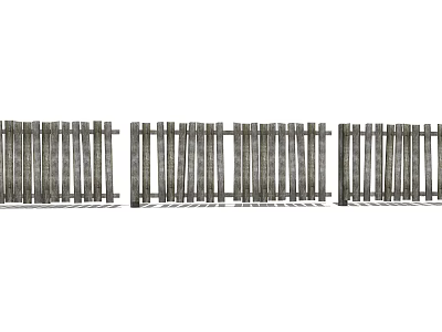 Natural Wooden Garden Fence With Vertical Slats And Simple Classic Structure 3d model