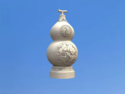 Ornate Decorative Gourd Shaped Architectural Component With Intricate Carvings And Base 3d model