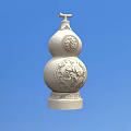 Ornate Decorative Gourd Shaped Architectural Component With Intricate Carvings And Base