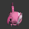 Pink Horned Character In Full Pink Outfit Holding Pink Ball Figure Design