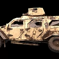 Armored Utility Vehicle With Rugged Design Camouflage Paint Large Wheels And Roof Equipment