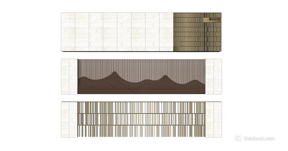 Modern Feature Wall Designs With Vertical Slats Wavy Patterns And Horizontal Lines 3d model