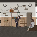 Modern Pet Shop Interior With Pet Toys Supplies Shelves And Play Area