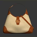 Stylish Beige And Red Handbag With Golden Double G Logo Design