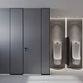 Modern Bathroom Interior With Gray Partitions White Urinals And Tile Walls