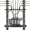 Wooden Utility Pole With Electrical Wires And Transformer For Roadside Infrastructure