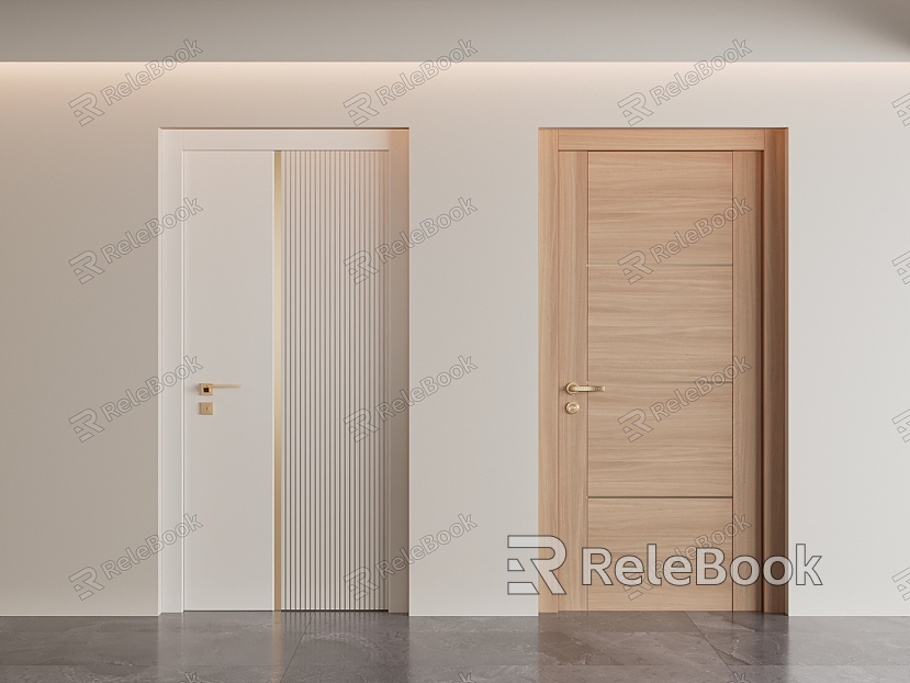 Cream wind single door swing door home bedroom wooden door bathroom door model