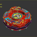 Fun Red Rotating Toy With Cartoon Pattern And Blue Yellow Details For Daily Living