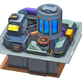 Cartoon Futuristic Mechanical Scene With Blue Glowing Core Control Panel And Pipes