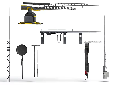 Industrial Equipment Assortment Featuring Crane Parts Mechanical Arms and Support Structures 3d model