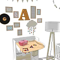 Cozy Baby Crib Room With Bunting Flags Letter A Decor Floor Lamp And Toys