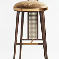 Modern Bar Stools With Velvet Seats Wooden Frames And Gold Metal Accents
