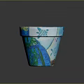 Colorful Handmade Flower Pot With Sculptural Carving And Decorative Patterns