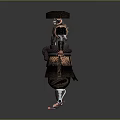 Traditional Armored Warrior Character With Decorative Helmet And Detailed Armor Design Standing Pose