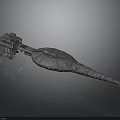Futuristic SciFi Spaceship Design With Long Pointed Hull And Detailed Structure