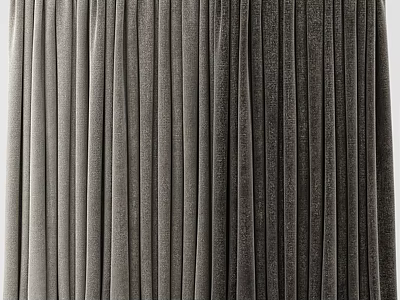 Velvet Curtains With Vertical Pleats In Light And Dark Gray Tones 3d model