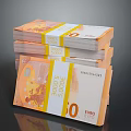 Stacked 500 Euro Banknotes Bundled with Yellow Tape as Household Decor Items