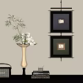 Elegant Home Decor With Vase Flowers Wall Frames And Table Accents 3d model