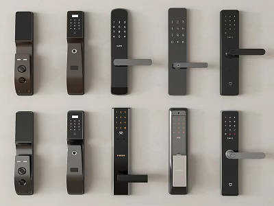 Various Smart Door Locks With Digital Keypad And Fingerprint Scanner Design 3d model