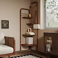 Cozy Interior With Brown Bookshelf Multiple Shelves Books Decorations Rattan Chair And Glass Door Cabinet