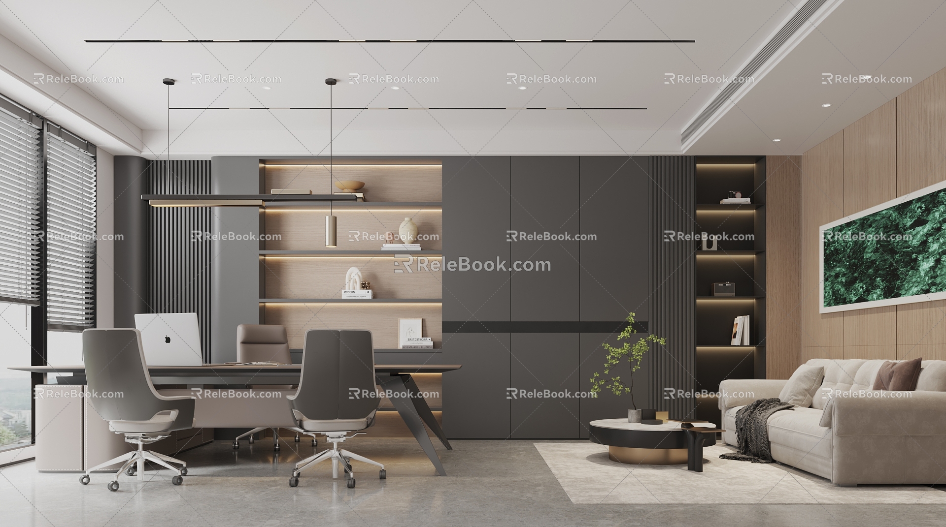 General Manager Office Cabinet Desk Sofa 3d model