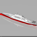 Modern Water Transport Vessel with White Hull Red Bottom and Upper Deck Structure 3d model