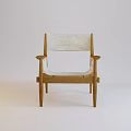 Modern Lounge Chair with Wooden Frame White Cushion and Armrests Minimalist Design