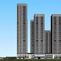 Modern High rise Residential Building Complex With Ground Floor Commercial And Greenery